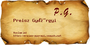 Preisz Györgyi névjegykártya